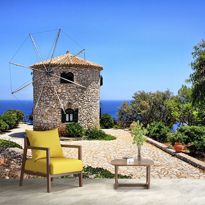 Photography Windmill Mural Wallpaper Eco-friendly for Sleeping Room