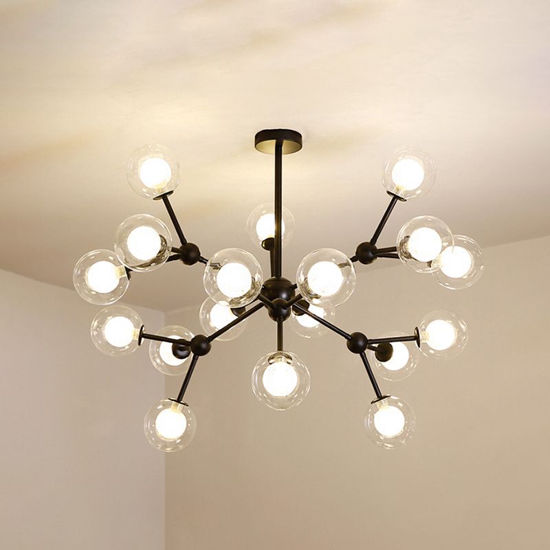 Lampade del lampadario in metallo nero moderno lampade a sospensione a sospensione multipla per soggiorno