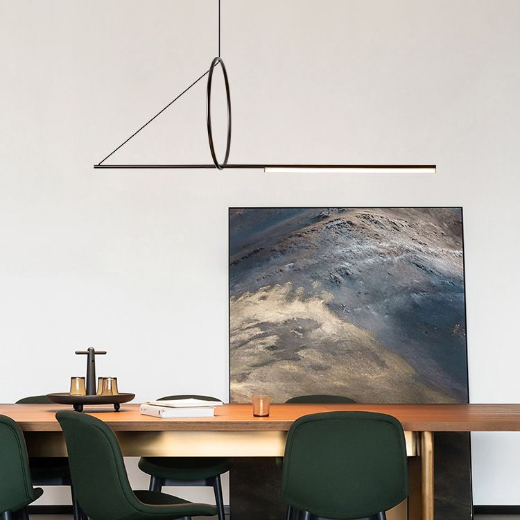 Linear Pendant Chandelier Modern Minimalist Style Metal Hanging Light
