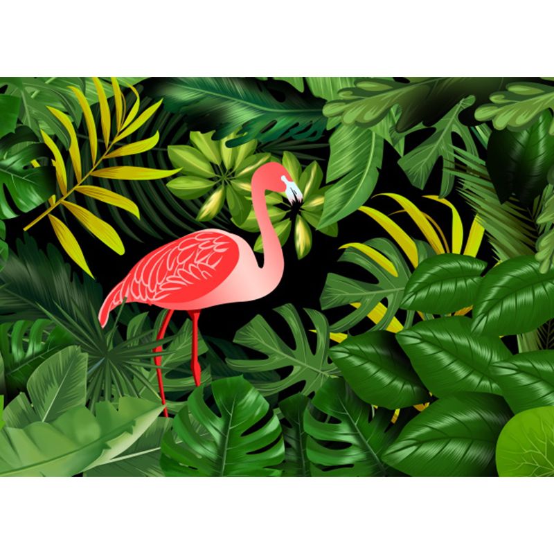 Extra Large Flamingo Mural Green Non-Woven Wall Art for Home Decor, Personalised