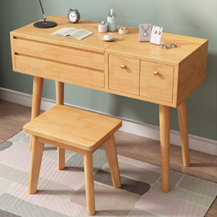 Modern Bedroom Dressing Table Solid Wood Flip-Top Make-up Vanity