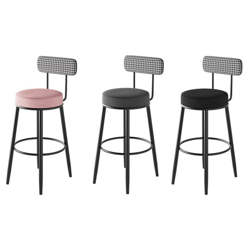 Contemporary Metal Stool Faux Leather Counter Stool in Matte Finish for Indoor