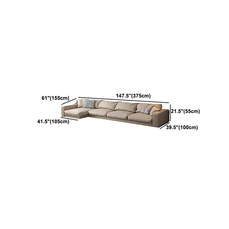 Pillowed Back Cushions Sectional Sofa, Square Arm Sectional Sofa,in Cream22"
