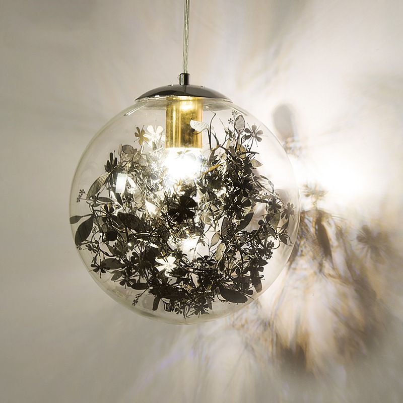 1 Light Orb Hanging Ceiling Light Modern Style Glass Hanging Lamp Kit