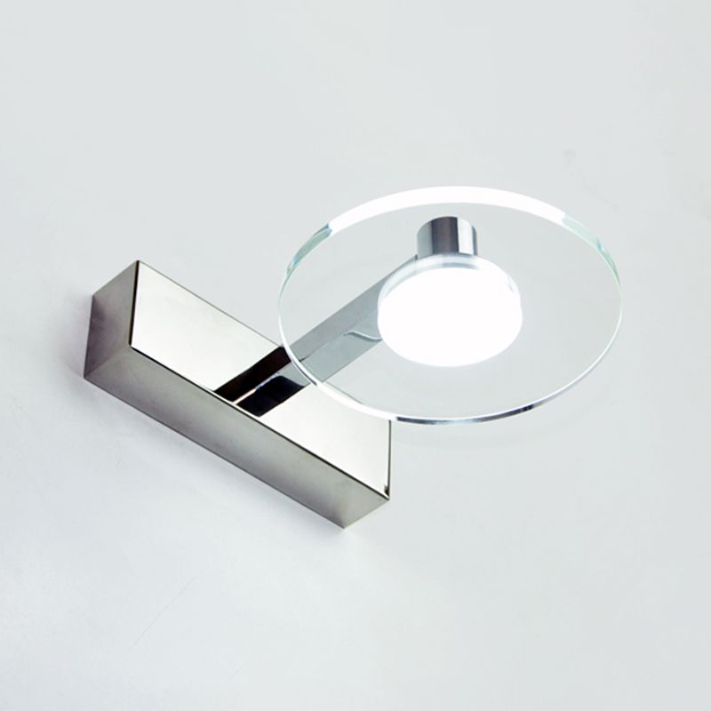 Modern Style Round LED Wall Lamp Crystal 1 Light Mirror Wall Lighting Ideas