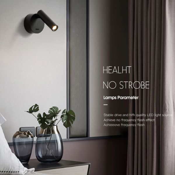 Armed Wall Sconce Light Modern Metal Wall Light with Acrylic Shade for Bedroom