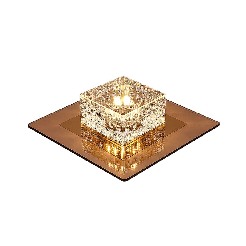 Crystal Block Crystal Flush Mount Lighting Minimalist LED Flush Mount Fixture for Corridor