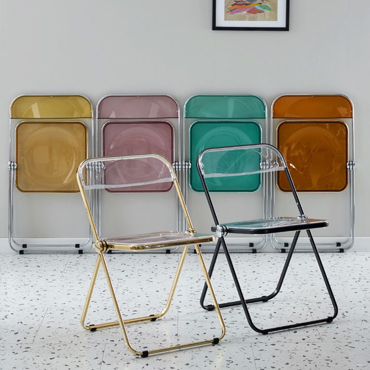 Open Back Dining Side Chair Foldable Armless Dining Chairs with Metal Legs