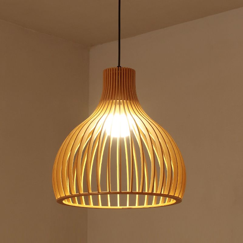 Botola di legno/lanterna/mezzo bagliore appeso Asia BEIGE a 1 luci a 1 ciondolo di illuminazione per il ristorante