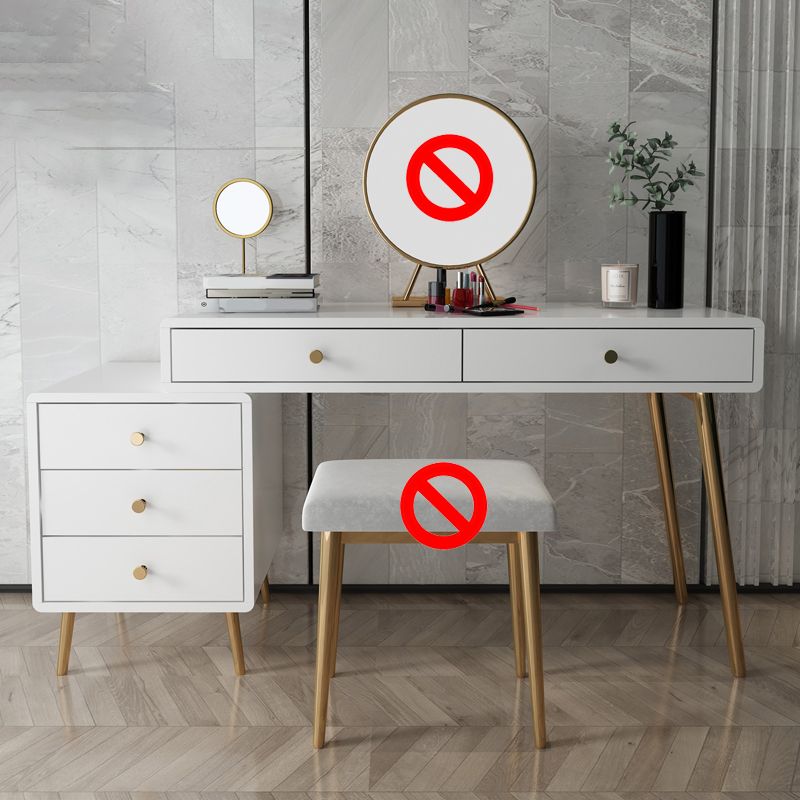 Wood and Metal Vanity Table with Stool Accent 5 Drawers Makeup Desk