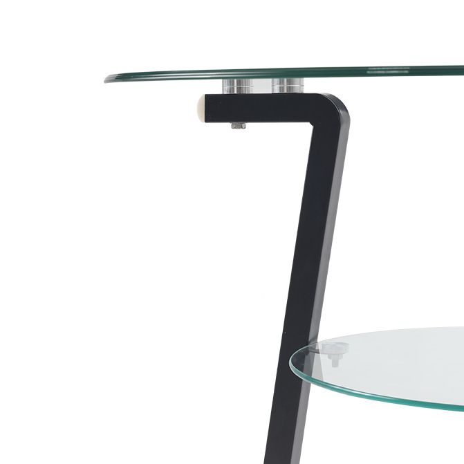 Round 3 Legs Modern Dining Table Transparent Fixed Table of Clear Glass