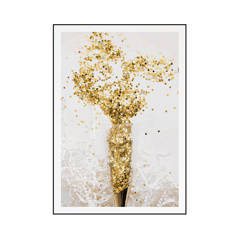 Canvas Home Decor Wall Art Minimalism Leaf and Gold Powder Paintings in Light Color