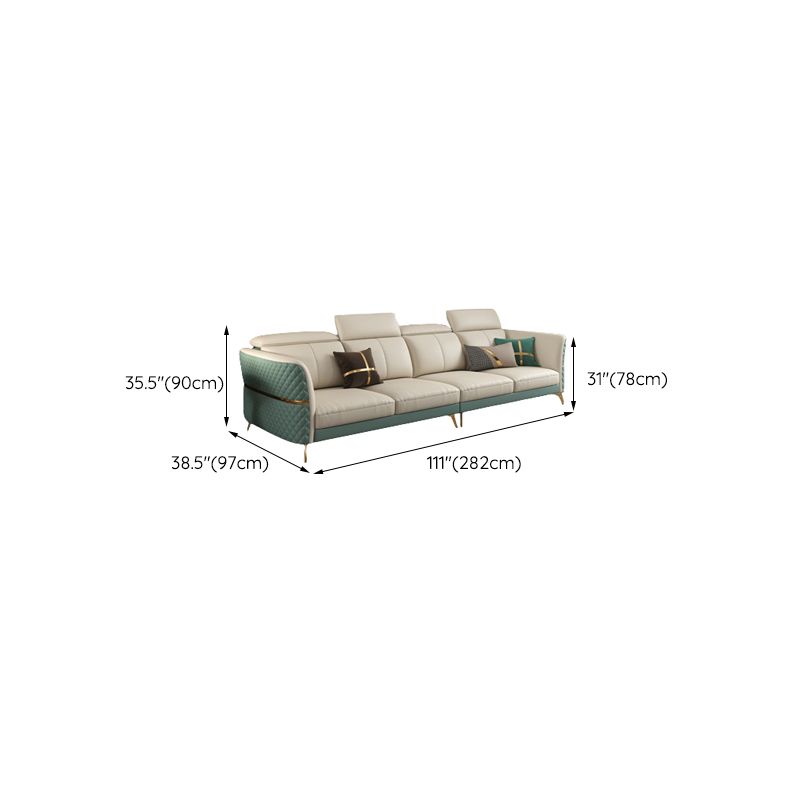 Glam Sectional Sofa White Pillowed Back Leather Cushions Sectional