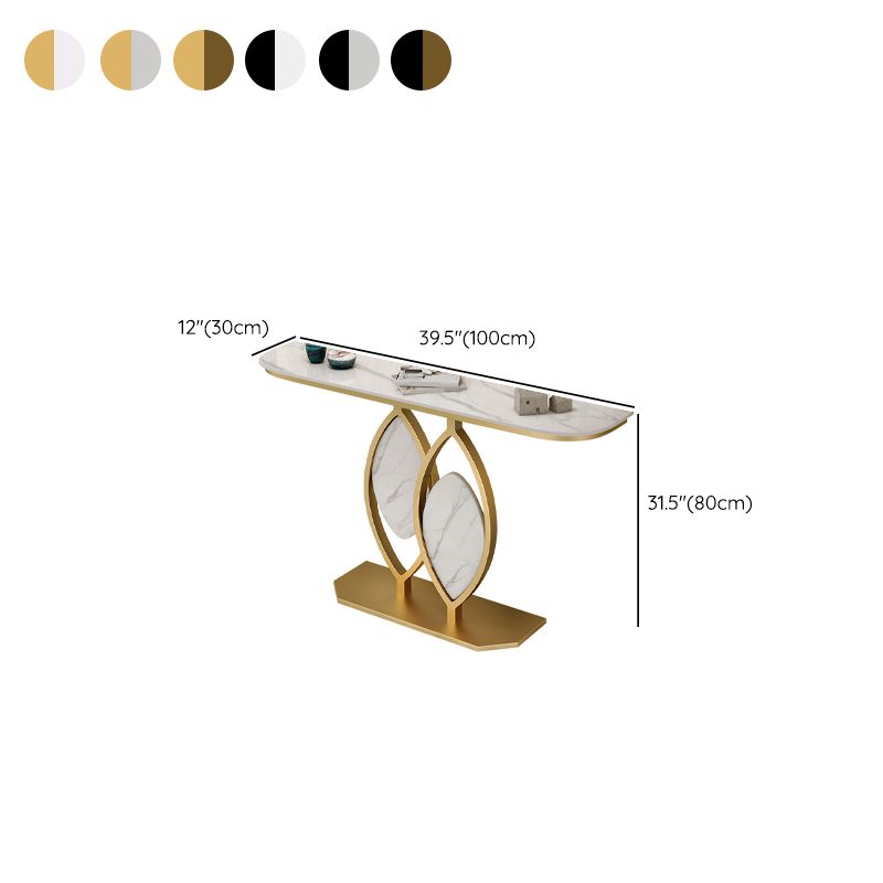 Glam Stone Iron Console Table Half Moon Console Sofa Table for Hall