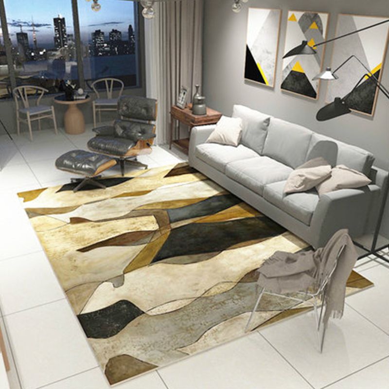 Modern Home Decor Rug Multi Color Abstract Print Area Carpet Synthetics Non-Slip Backing Pet Friendly Rug