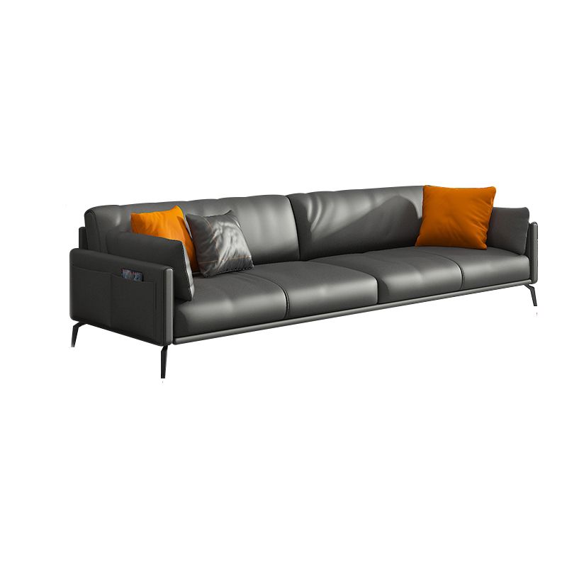 30.31" H Modern Square Arm Sofa With Tight Seat and Loose Back, Brown