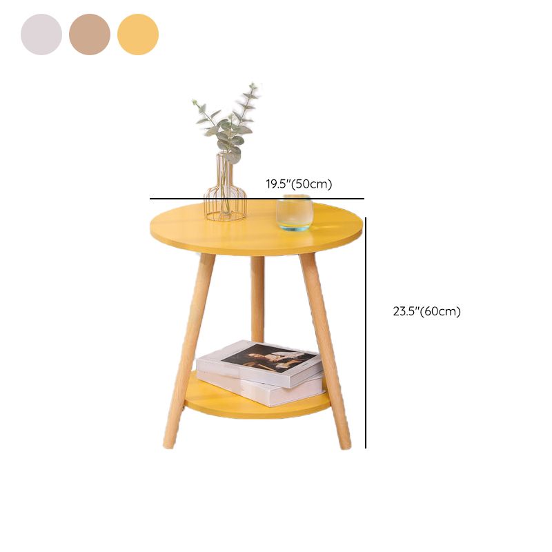 Modern 3 Leg Corner Table Round Solid Wood Side End Table for Living Room