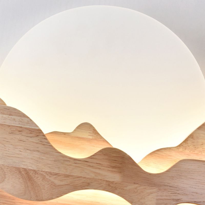 1-Light LED Wall Mount Light Simple Wooden Wall Light with Acrylic Shade for Bedroom