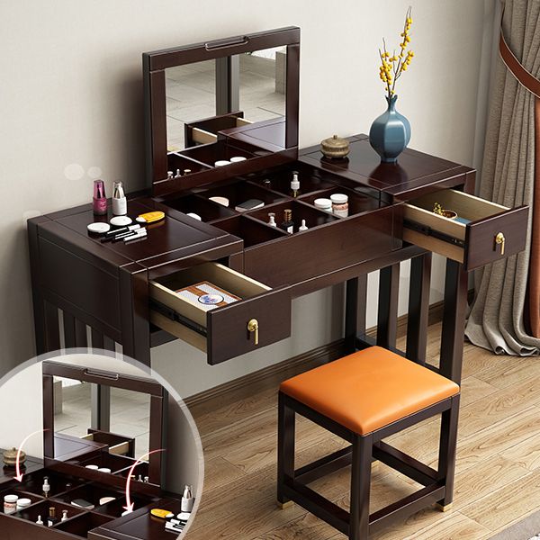 Traditions Rubberwood Vanity Set with Mirror 15.75"" Wide Brown Vanity