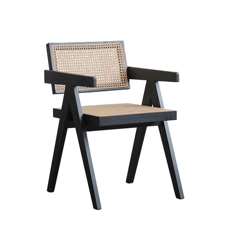 Solid Wood Arm Chair Open Back Dining Arm Chair for Living Room