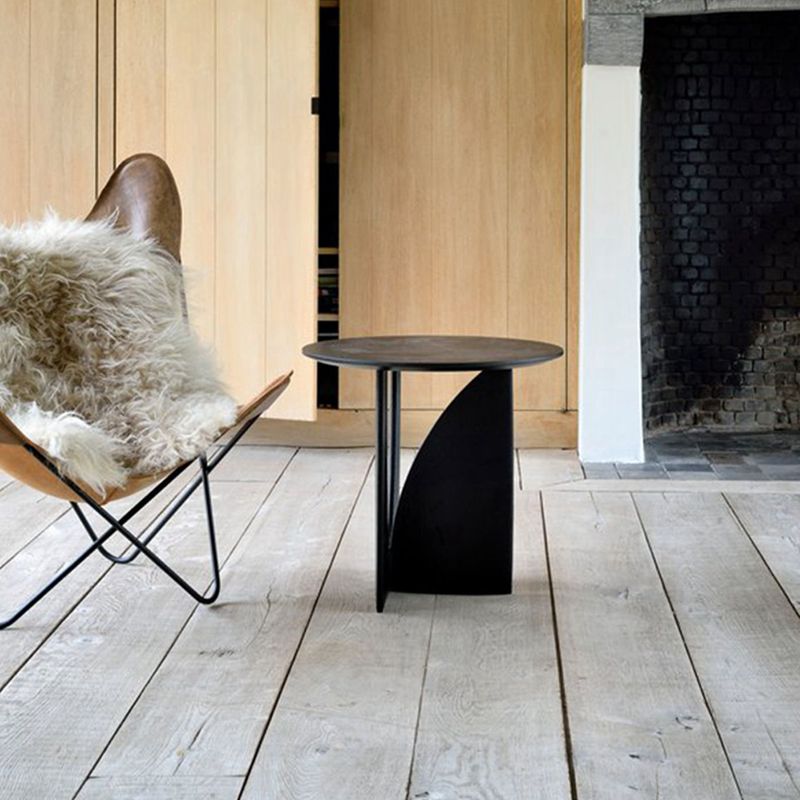 Contemporary Solid Wood Side Table Pedestal Round Living Room Table