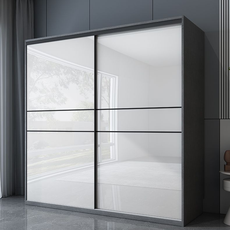 Glossy White Manufactured Wood Storage Cabinet Modern Cabinet with Sliding Doors