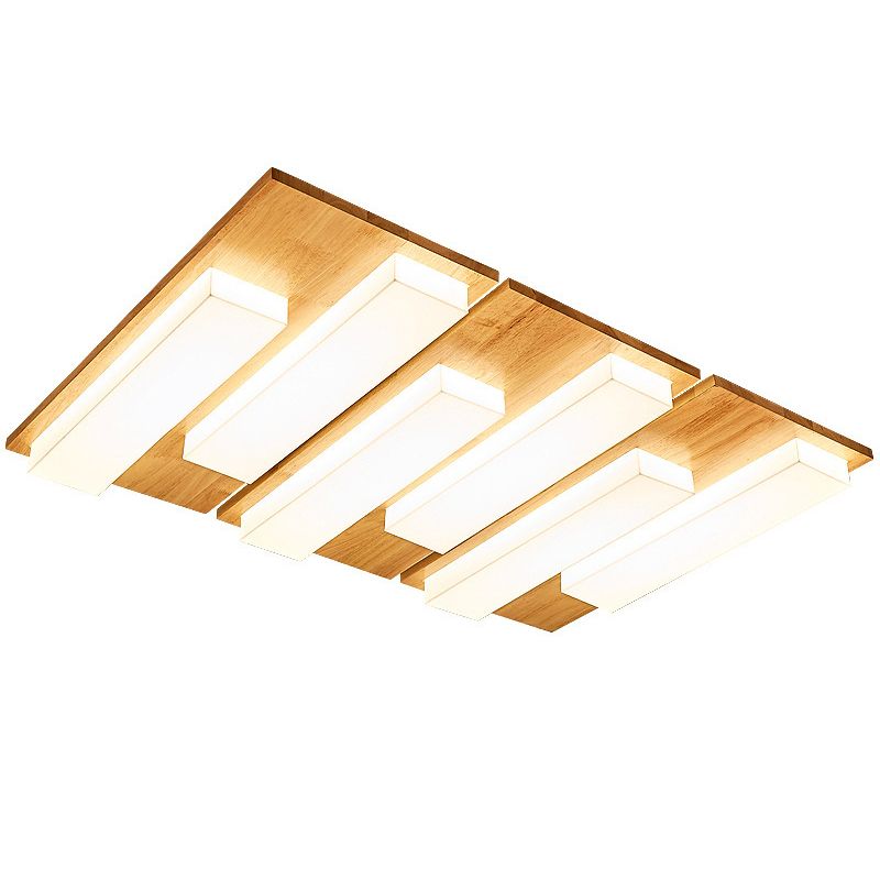 Moderne rechteckige Decke bündig Licht Acryl Schlafzimmer Flush Mount LED Licht in Holz