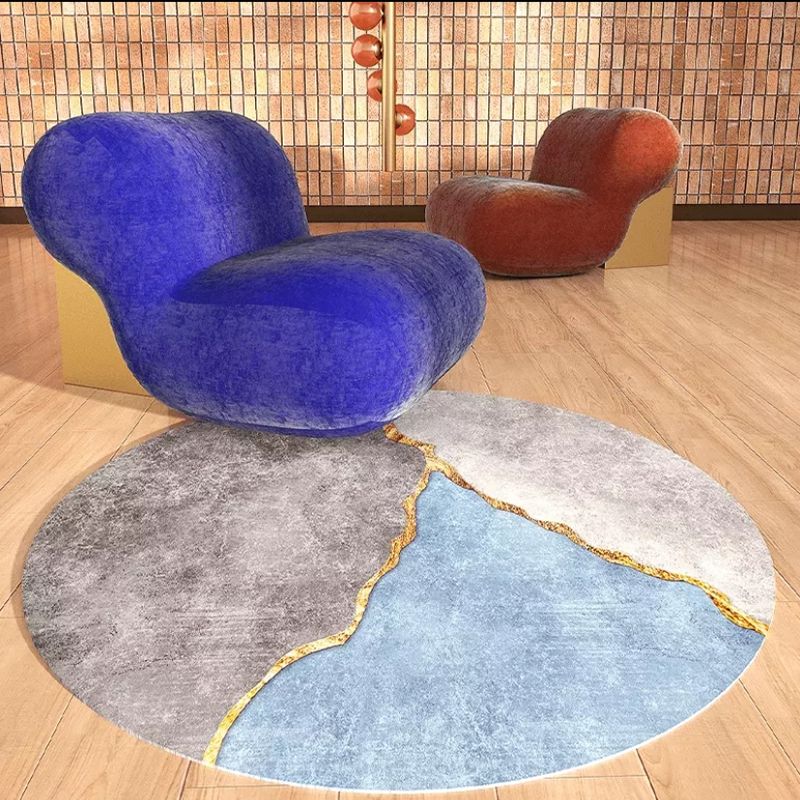 Grey Modern Area Rug Blending Graphic Rug Non-Slip Backing Rug Living Room