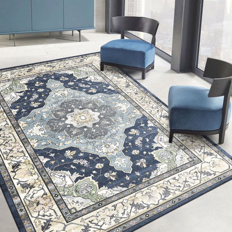 Chique medaillonpatroon Rug Gray Antique Area tapijt Non-slip achtergrondgebied Tapijt voor salon