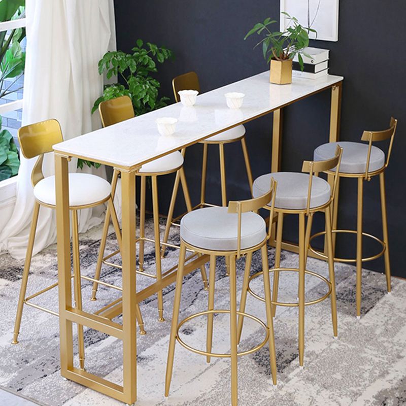 Indoor Glam Counter Height Set 1/2/4/7 Pieces Rectangle White Stone Pub Table Set