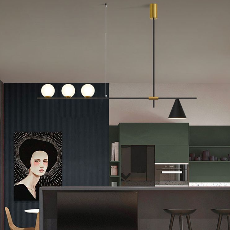 Moderno lampadario il lampadario lineare minimalista lampadario sferico a soffitto in vetro bianco