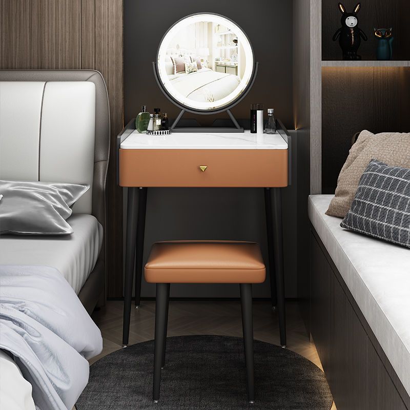 Contemporary Vanity With Drawer Solid Wood Mirror BedroomMakeup Vanity Set