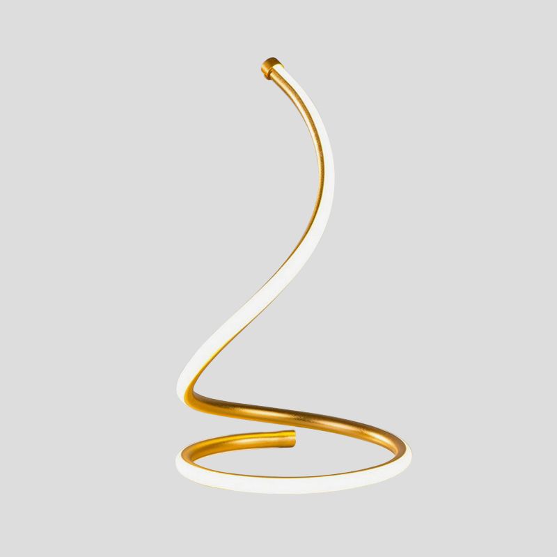 Lámpara de mesa de led dorada de luz de gel de sílice espiral de sílice para el dormitorio