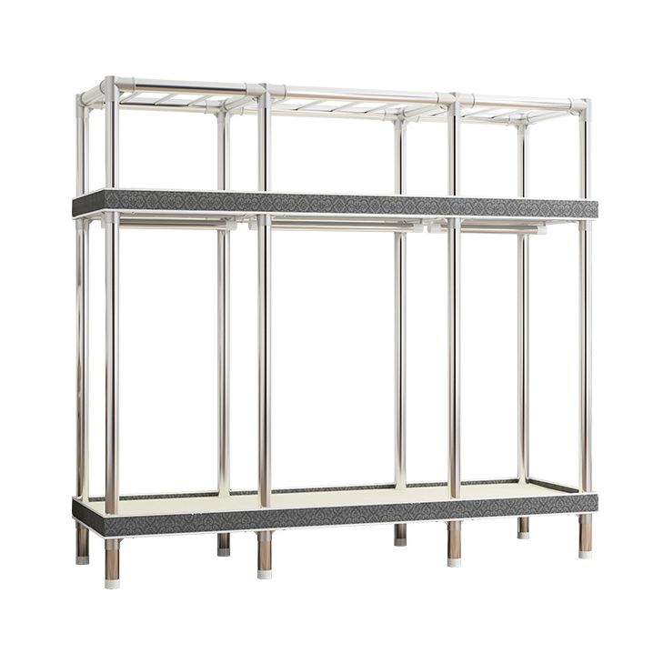 Contemporary Wardrobe Armoire with Shelves Steel Wardrobe Closet