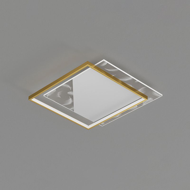 Lámpara empotrada cuadrada contemporánea, lámpara de techo empotrada de metal con 2 luces