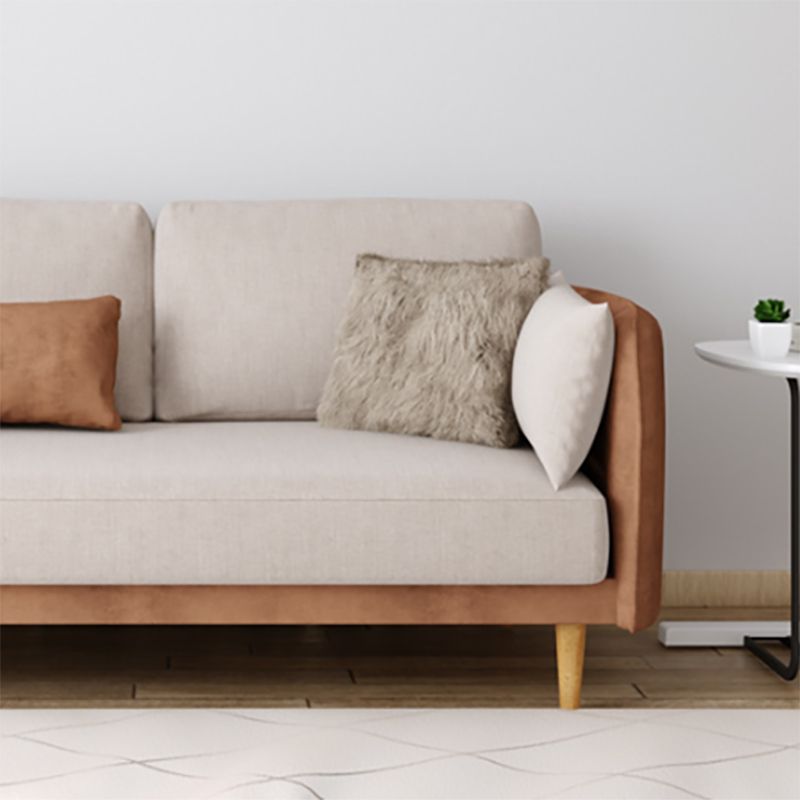 Square Arm Sofa 31.89" H Scandinavian Fabric Sofa with Pillows