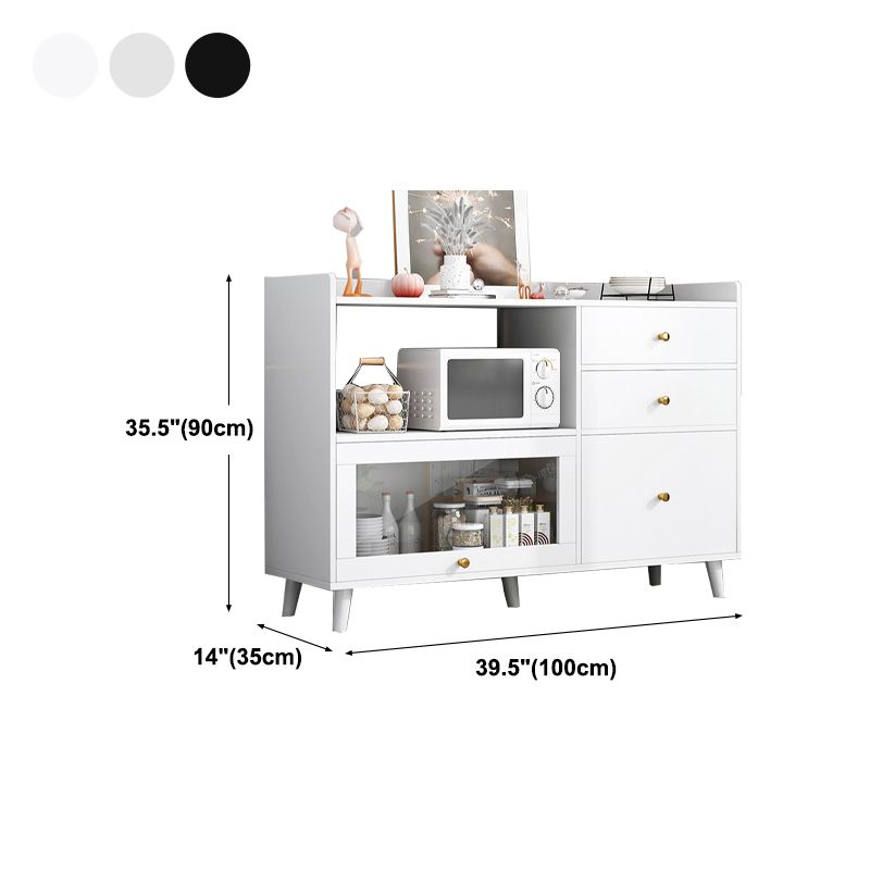 Modern Cabinets Buffet Table Engineered Wood Open Storage Sideboard Cabinet