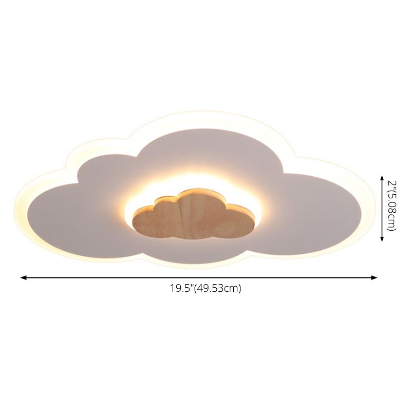Plafonnier LED en forme de nuage en acrylique, design de dessin animé, blanc et bois, plafonnier pour chambre d'enfant