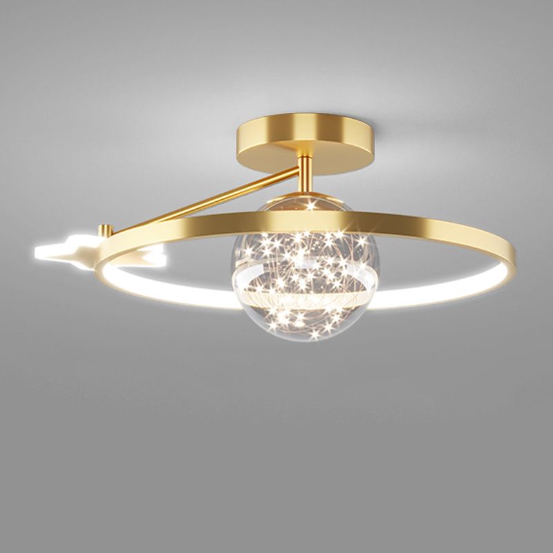 Round Shape LED Sky Star Ceiling Lamp Modern Iron 3 Lights Flush Mount for Dining Room