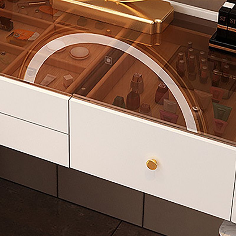 Glam Makeup Vanity Set Glass Top Vanity Dressing Table with Drawers