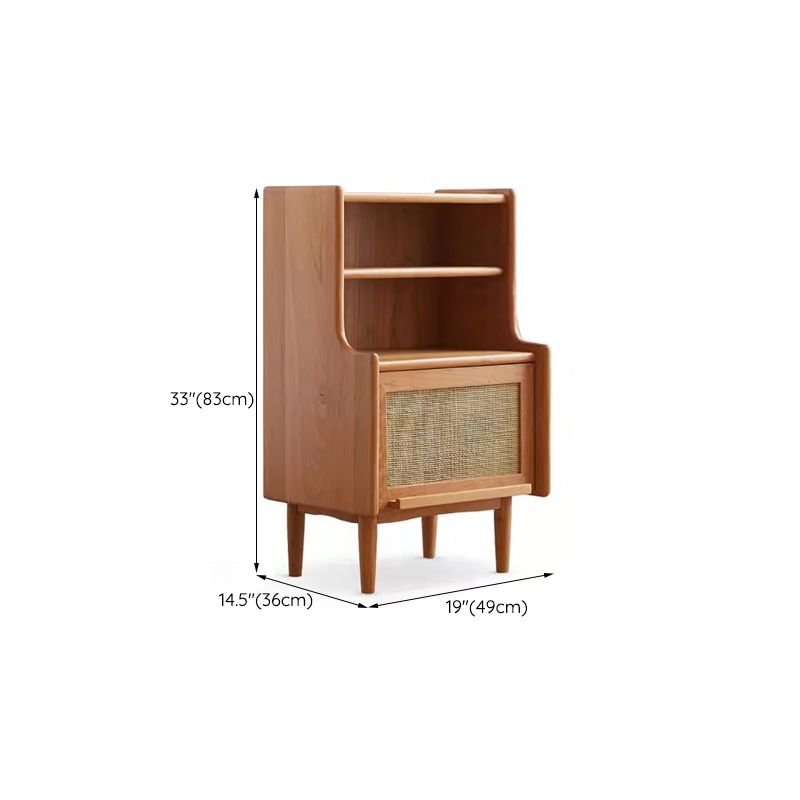 14" Wide Side Table Oak Accent Side Table with Storage for Living Room