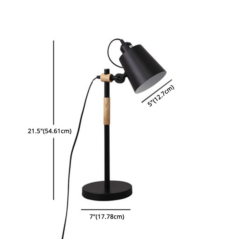 Lámpara de escritorio de tono de cono con pivoteas Metal nórdica de 1 luces Ligera de lectura de la sala de lectura