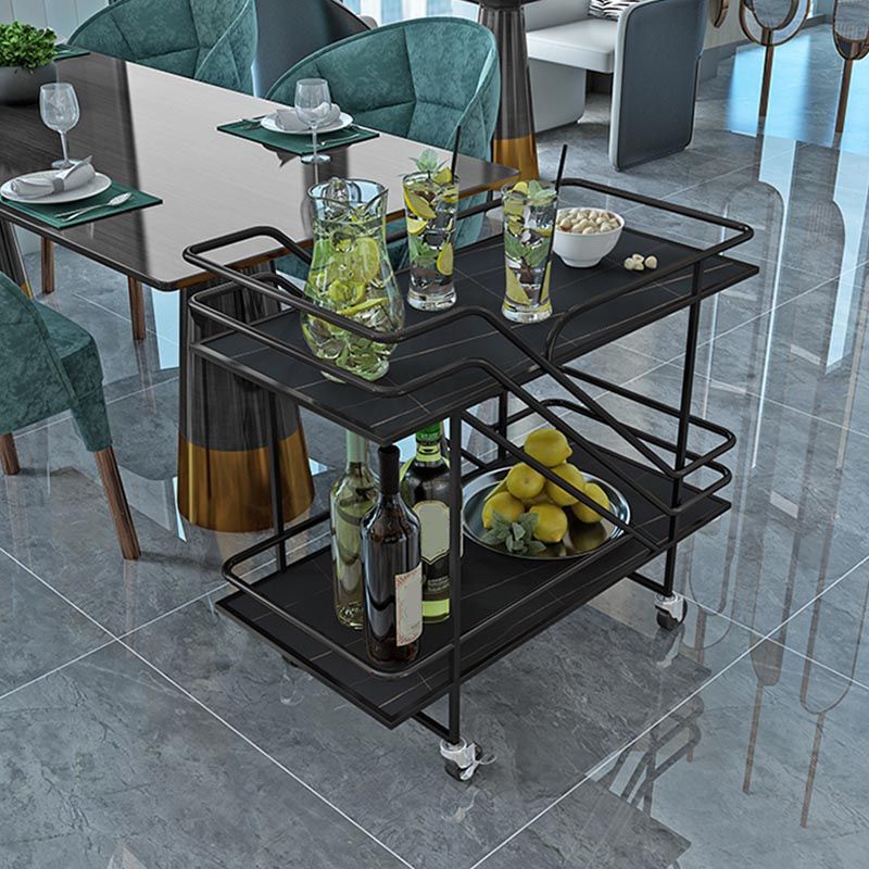 Contemporary Metal Prep Table 32.68"H Rolling Prep Table for Dining Room