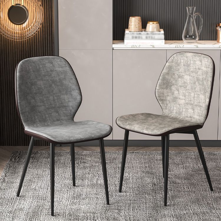 Faux Leather Contemporary Dining Room Chair Matte Finish Solid Back Dining Chairs