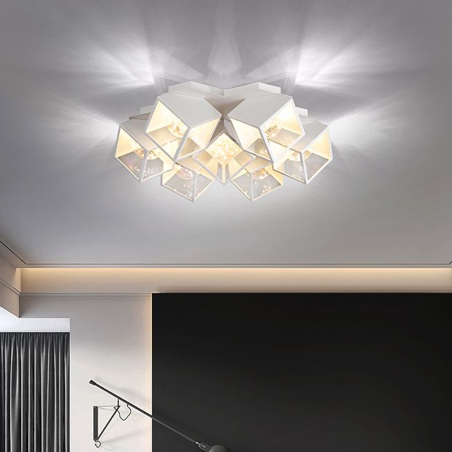 Metall + Acryl Quadrat Schatten Sternenhimmel Design Decke Licht Moderne Einfachheit Flush Montage Beleuchtung Halterung für Wohnzimmer