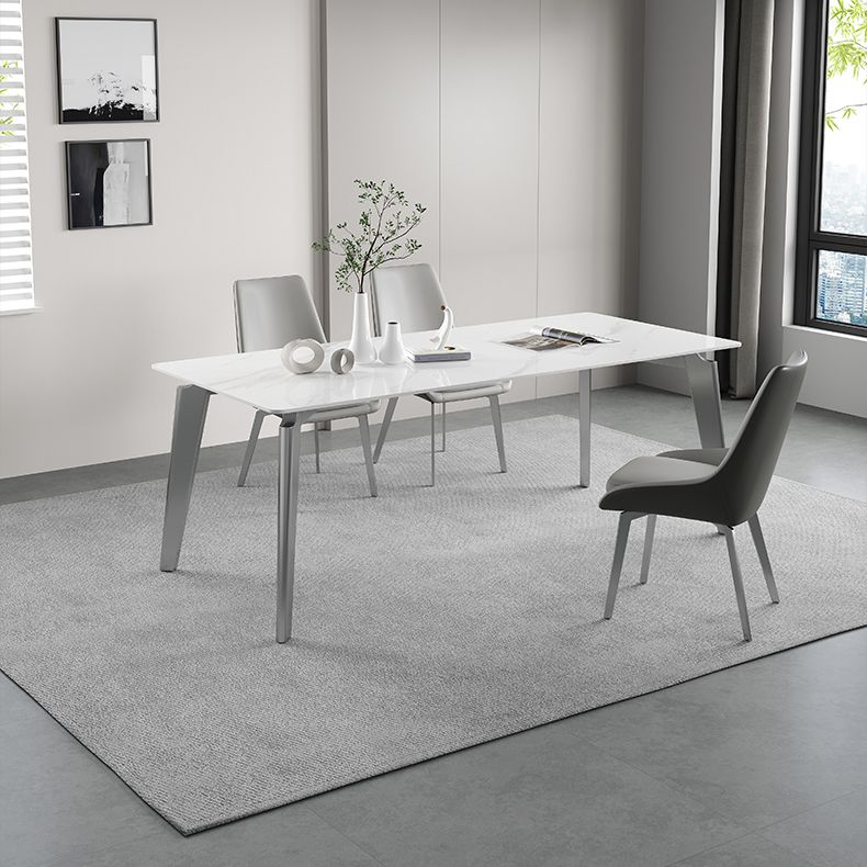 Sintered Stone Top White Table for Restaurant Modern Kitchen Table with 4 Legs