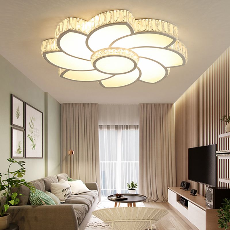 Modern luxury style salon acrylique encastré Floral Crystal LED plafonnier fixations