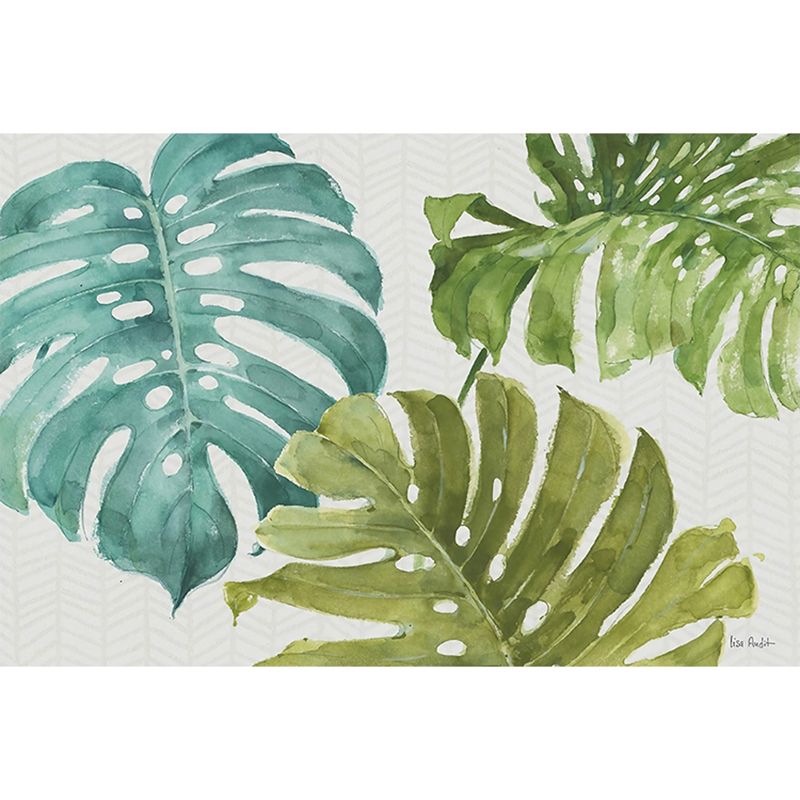 Whole Tropical Leaf Mural Wallpaper for Guest Room Green Plant Wall Covering in Green for Decor
