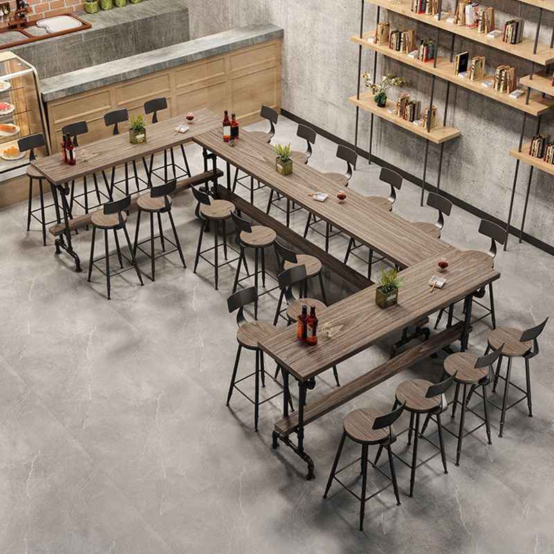 Industrial Solid Wood Bar Table Rectangle Dining Table for Kitchen