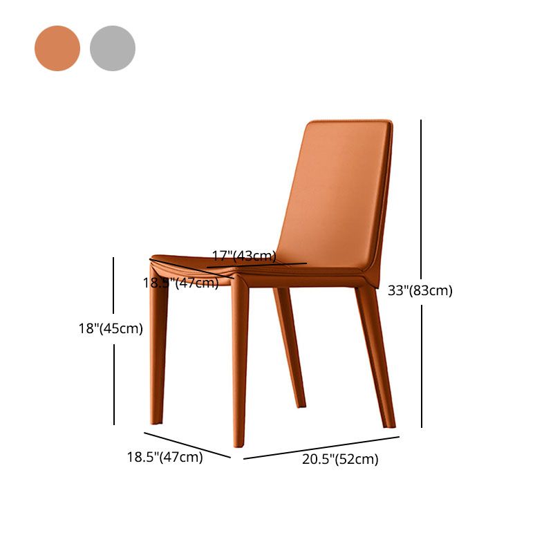 Contemporary Leather Dining Room Chair Armless Metal Side Chair for Home Use